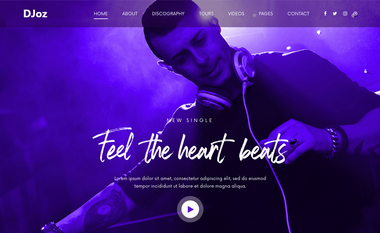 DJoz - Free Bootstrap Responsive Personal Portfolio Template for Musicians