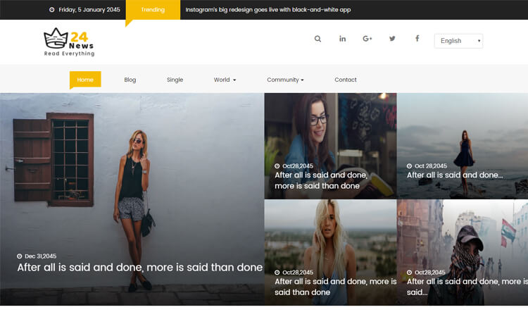 24 News - Free Bootstrap 4 HTML5 News Website Template