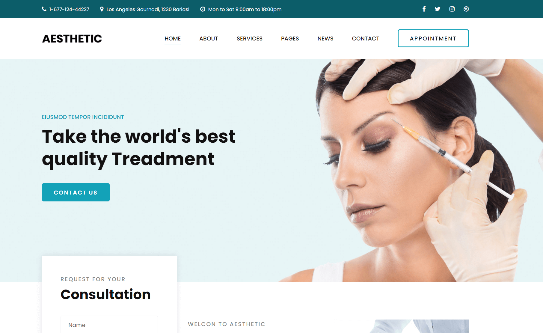 Aesthetic - Free Bootstrap 4 HTML5 Responsive Medical Website Template