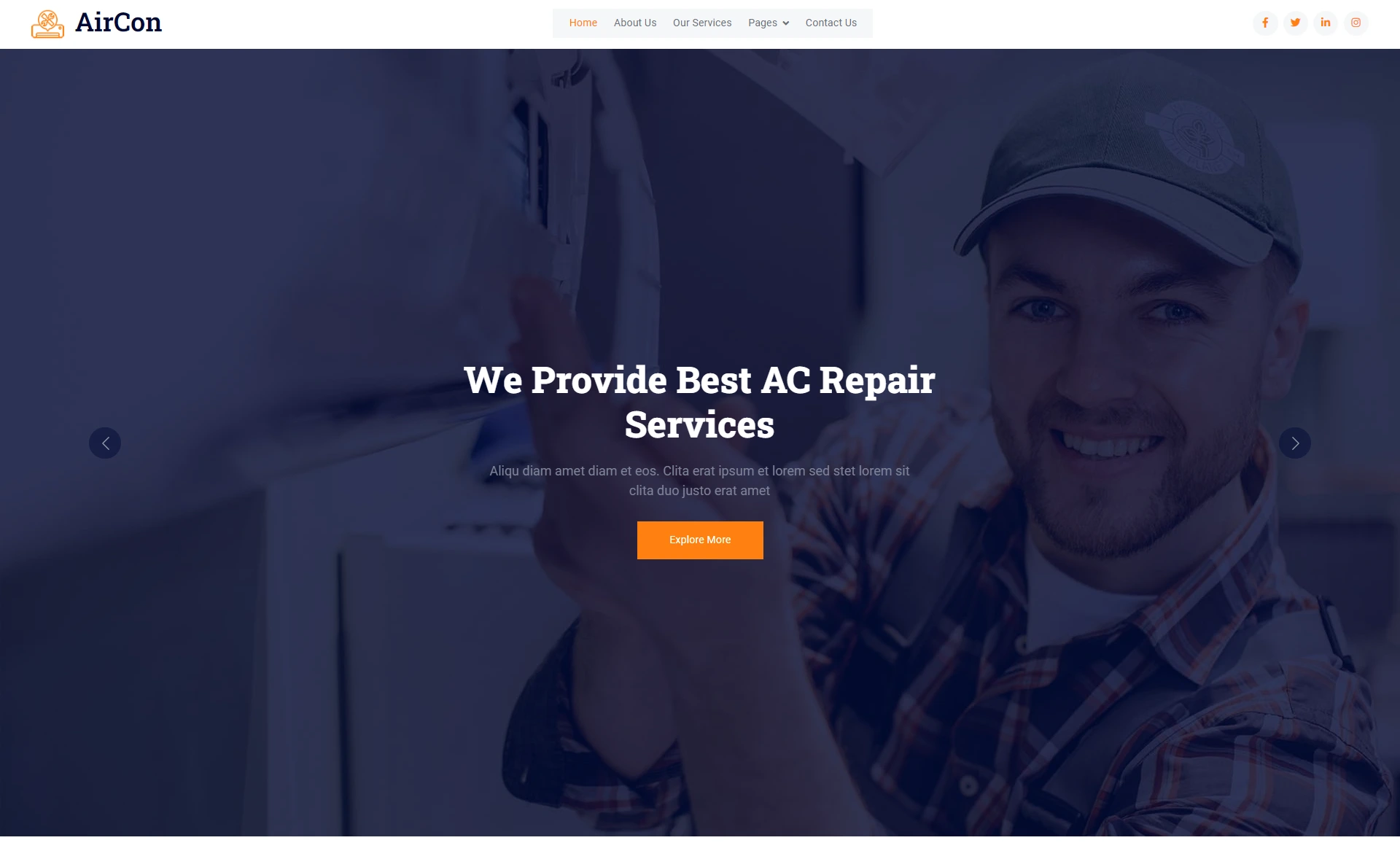 AirCon – Free AC Repair & Servicing Website Template
