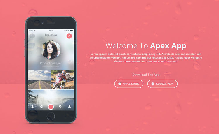 Apex App - Responsive Free Mobile App Landing Page Template