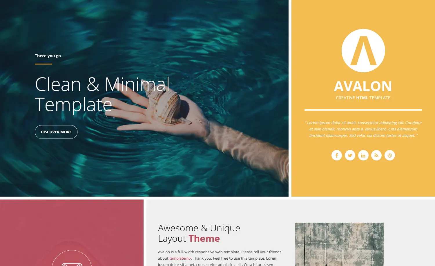 Avalon - Full-width One Page Free HTML5 Bootstrap Event Website Template