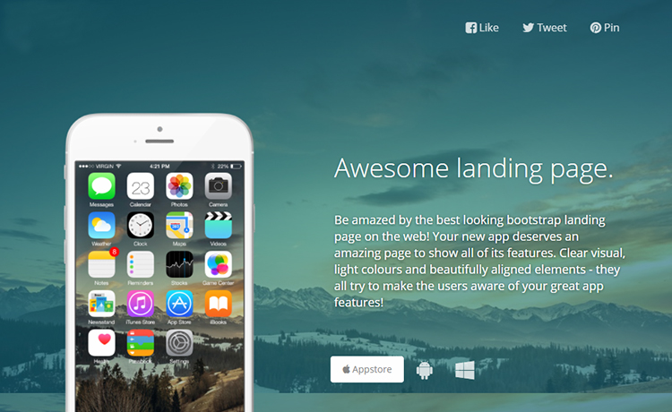 Awesome Landing Page - Free Bootstrap HTML5 App Landing Page Template