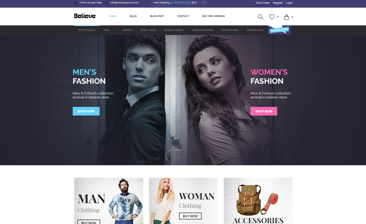 Believe - Free Responsive eCommerce Website Template