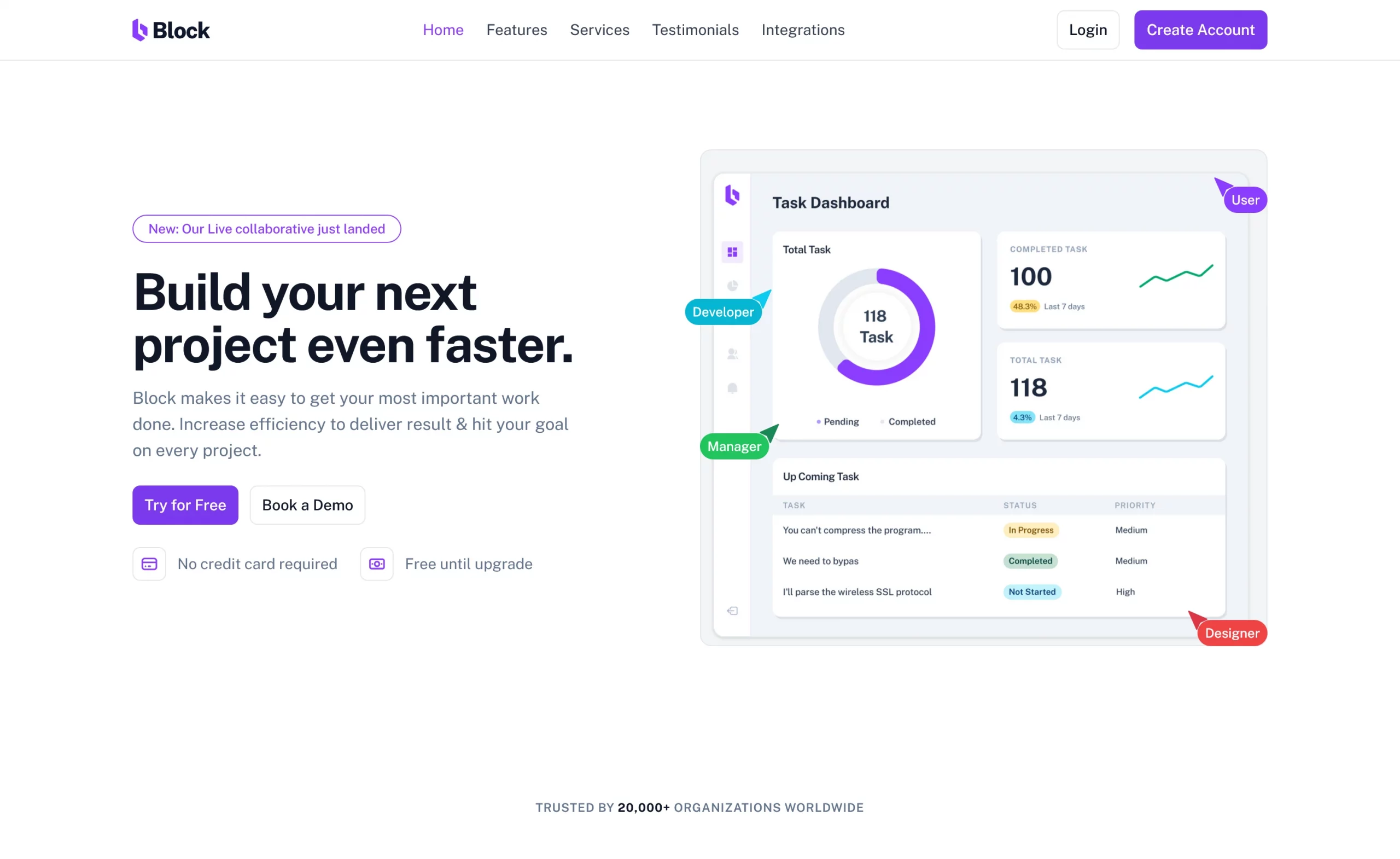 Block - Free Tailwind CSS & Vite Landing Page Template