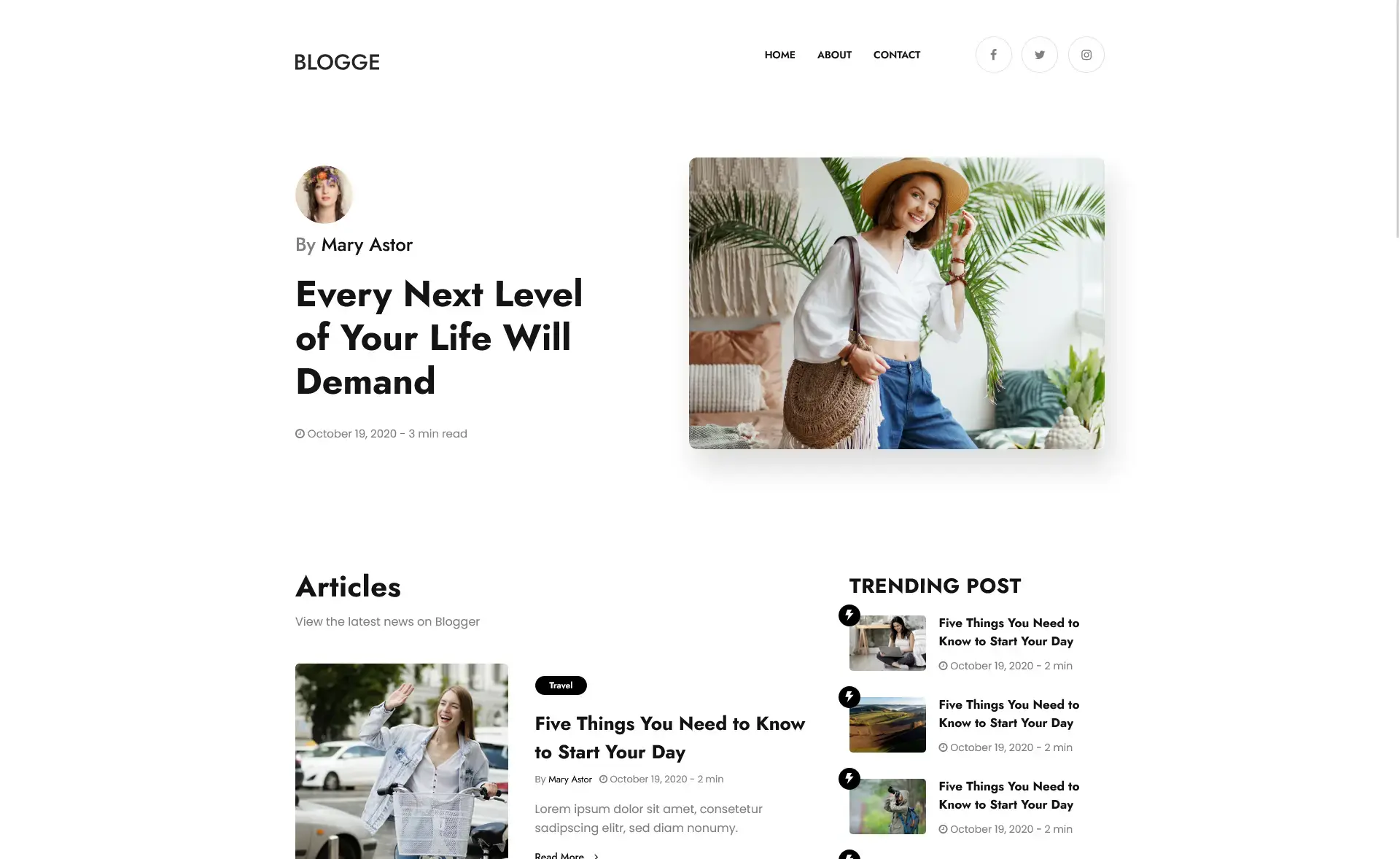 Blogge - Free Bootstrap 4 Responsive Blogging Website Template