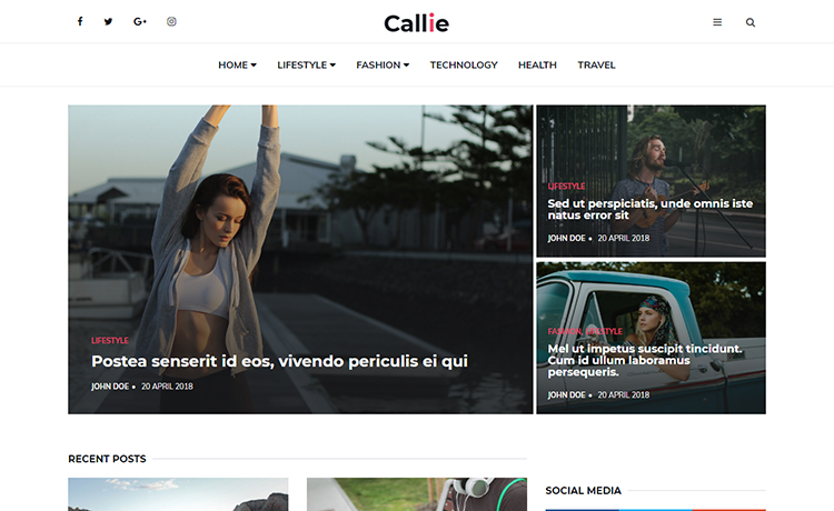 Callie - Easy To Edit Free HTML5 Fashion Blogging Template