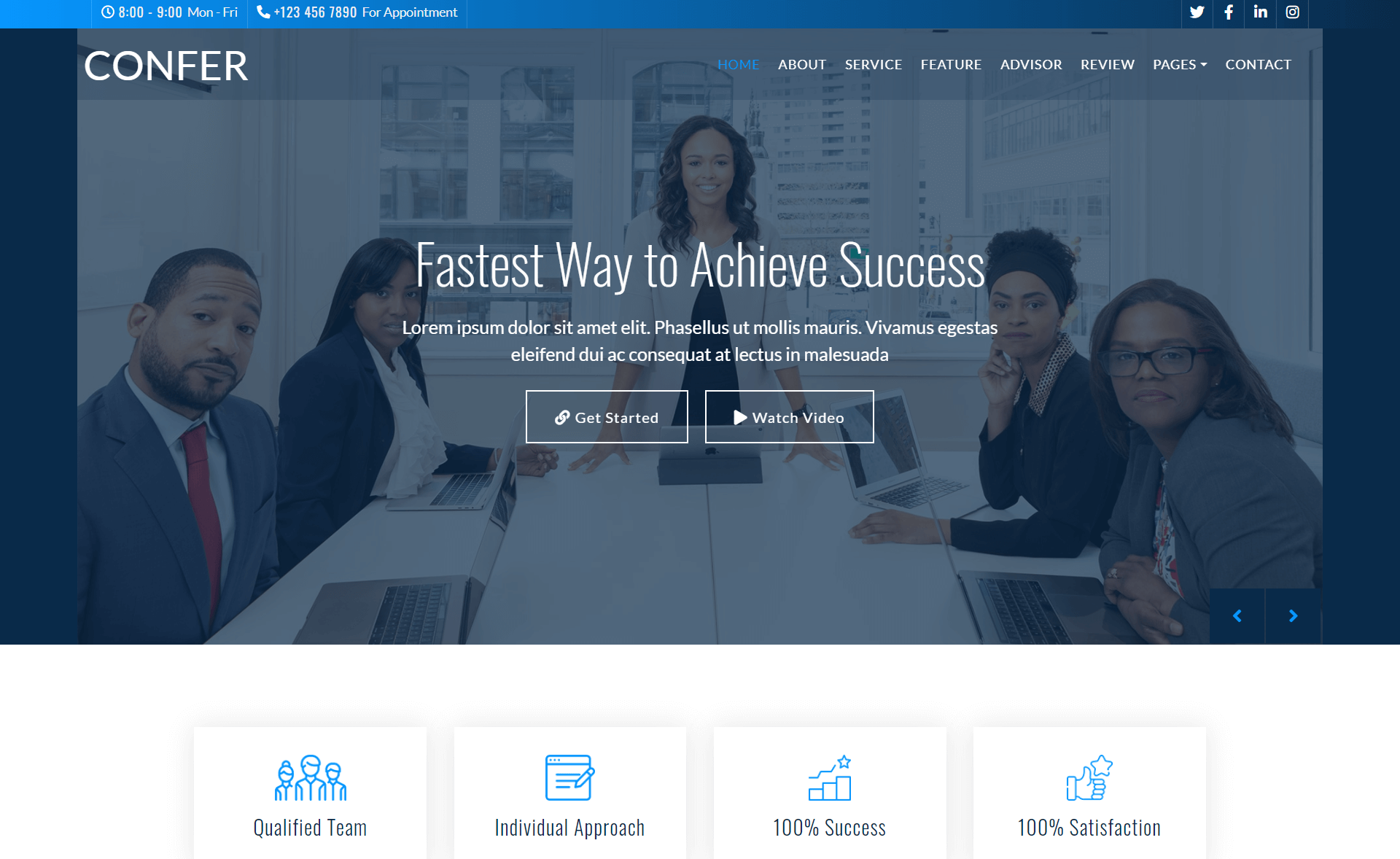 Confer - Free Responsive Bootstrap 4 HTML5 Consulting Business Websites