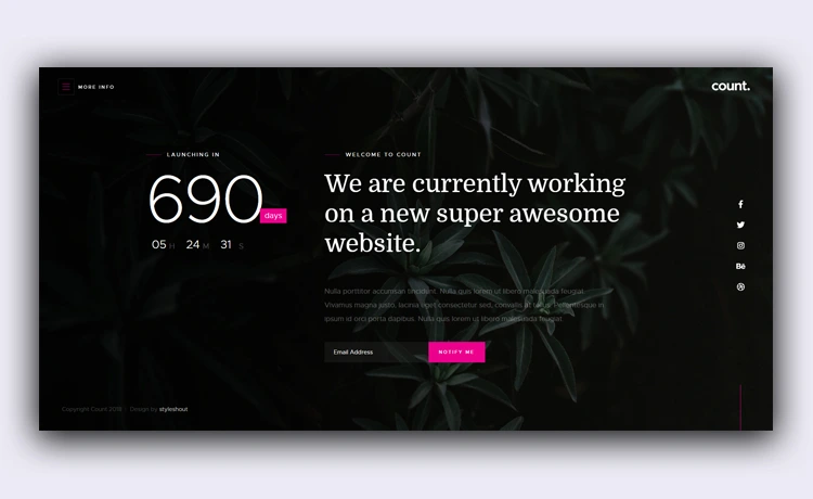 Count - Free Bootstrap Coming Soon Page With a Dark Theme and Three Demos