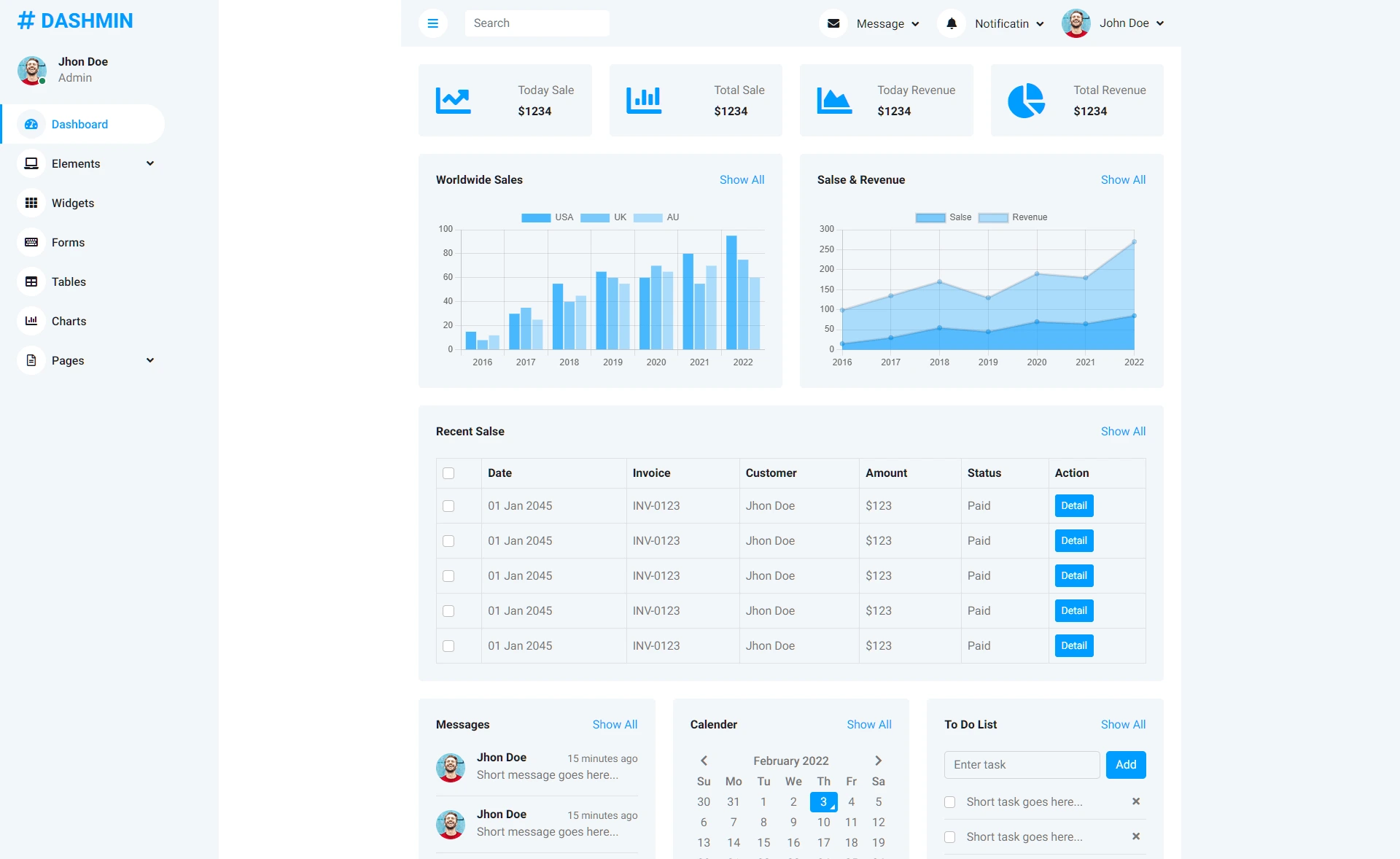DASHMIN - Responsive Free Bootstrap 5 HTML5 Admin Dashboard Template