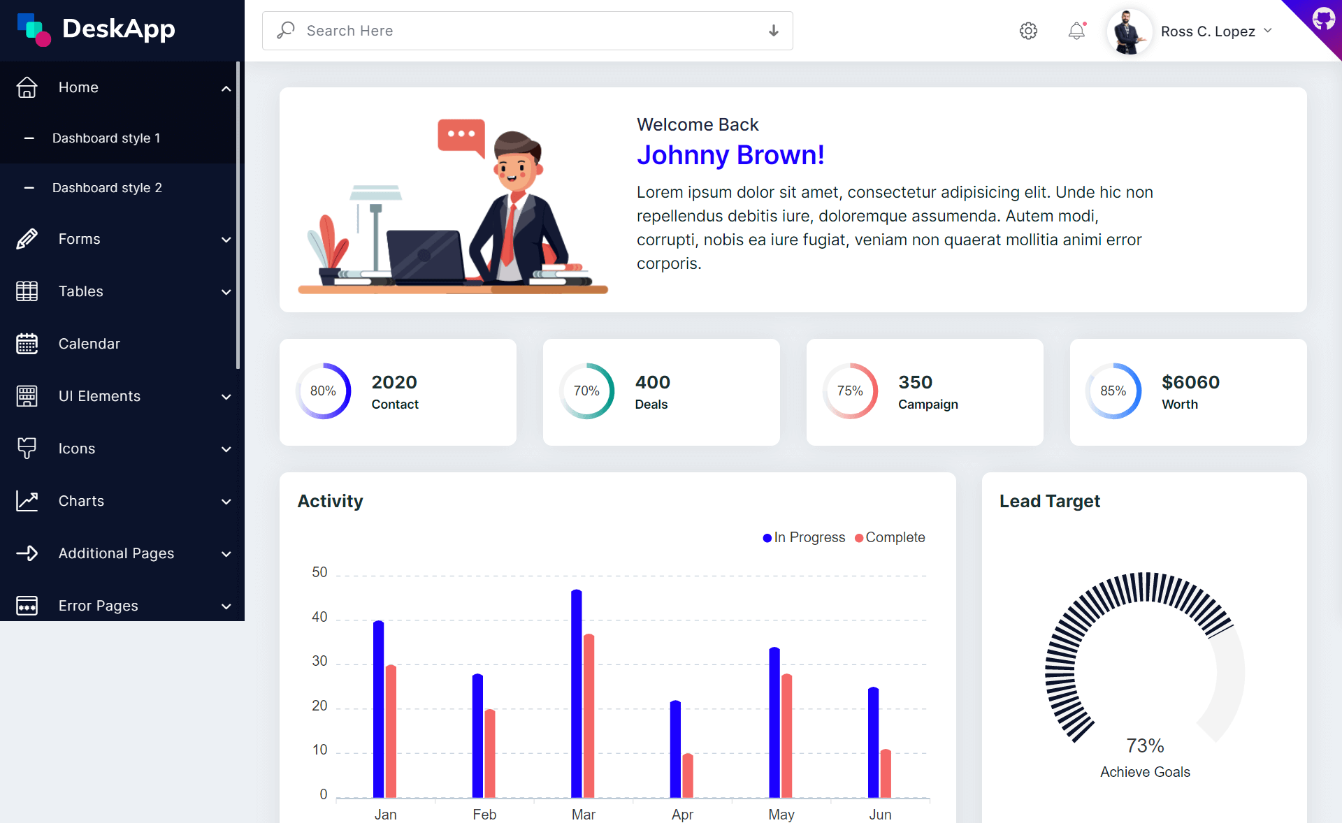 Deskapp - Free Bootstrap 4 HTML5 responsive admin dashboard template