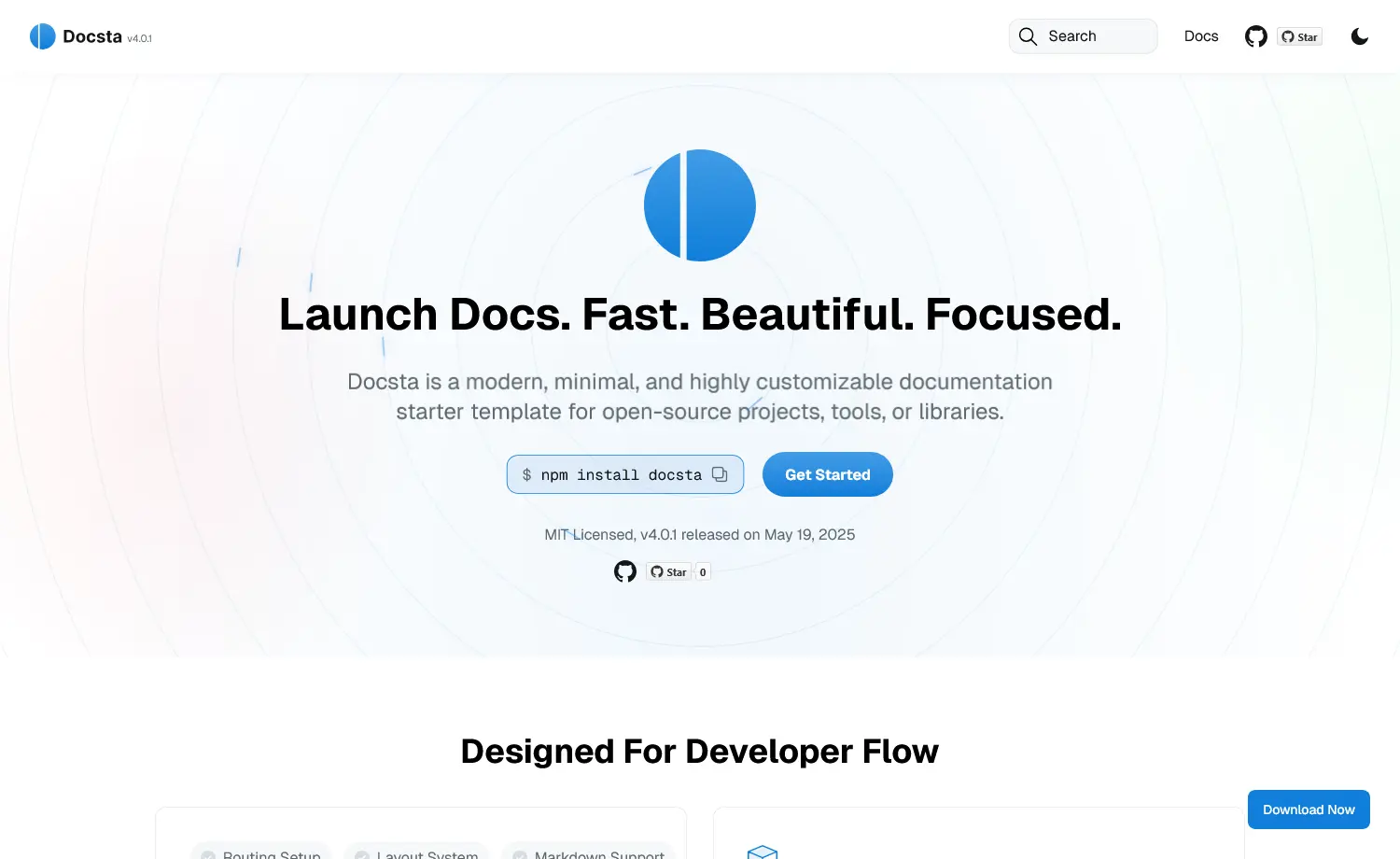 Docsta - Free Responsive Tailwind CSS Documentation Template