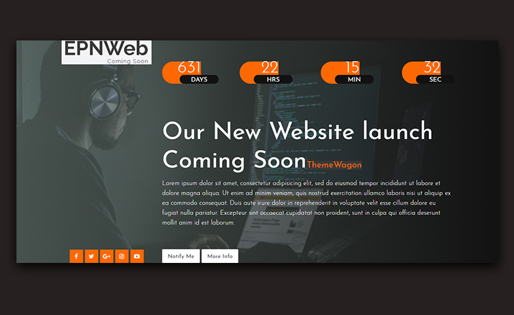 EPNWeb - Free Bootstrap Coming Soon Website Template
