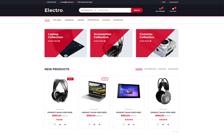 Electro - Multi-page Ready Free Bootstrap eCommerce Template