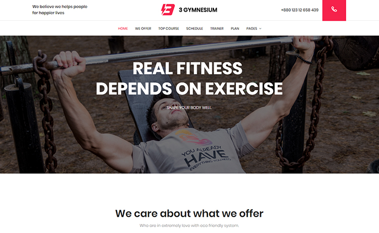 Gym - One Page Free Responsive Fitness Website Template