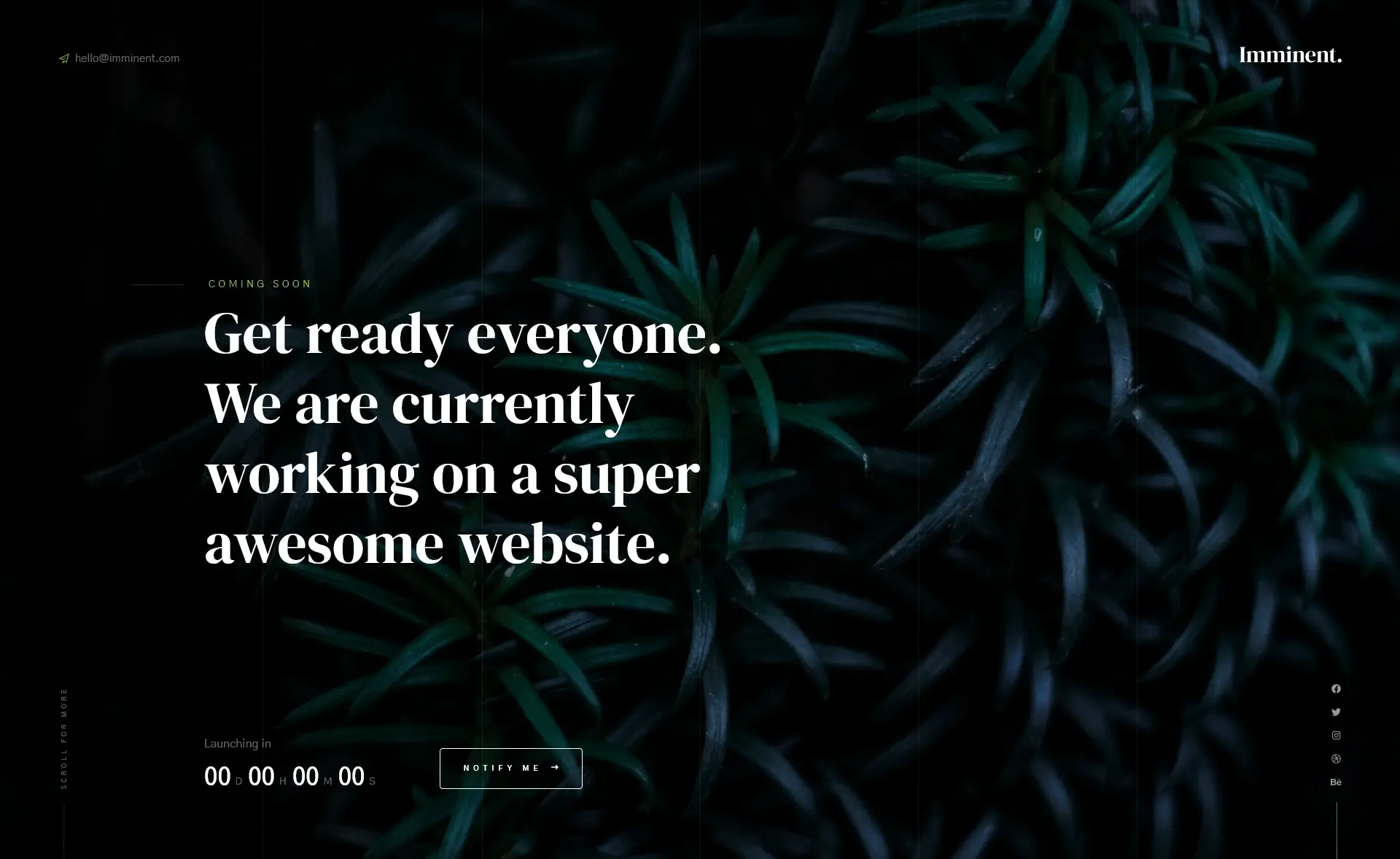 Imminent - Free One-Page Responsive Coming Soon Template