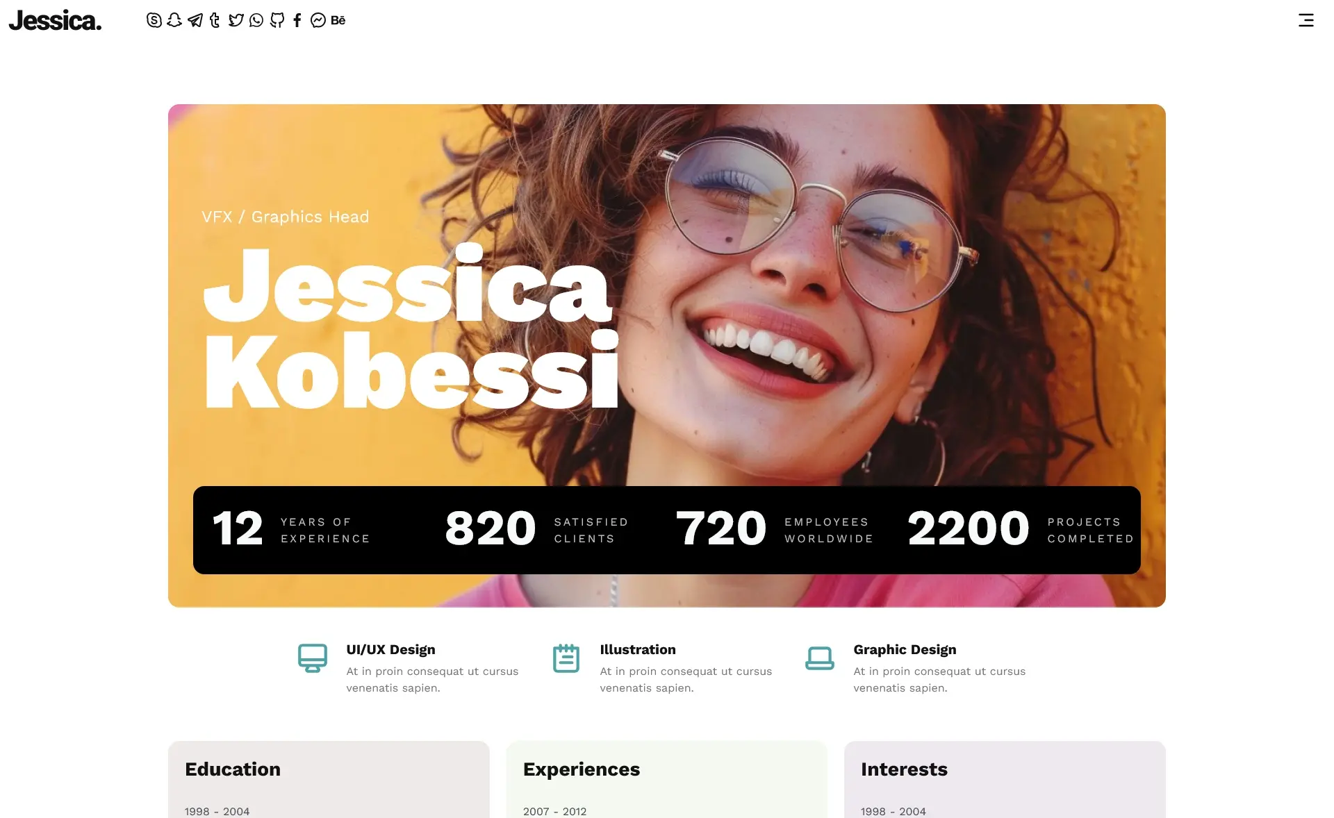 Jessica - Free Bootstrap 5 Responsive Portfolio Website Theme