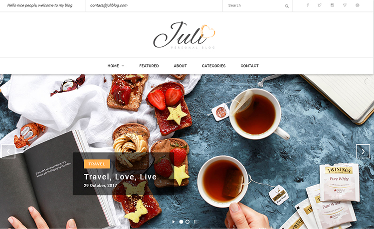 Juli - Free HTML5 Blog Theme For Blogging With Trendy Niches