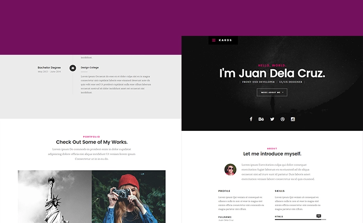 Kards - Free HTML Personal Responsive vCard Template