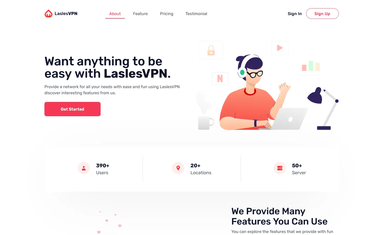 LaslesVPN - Free Tailwind CSS Next.js App Landing Page Template