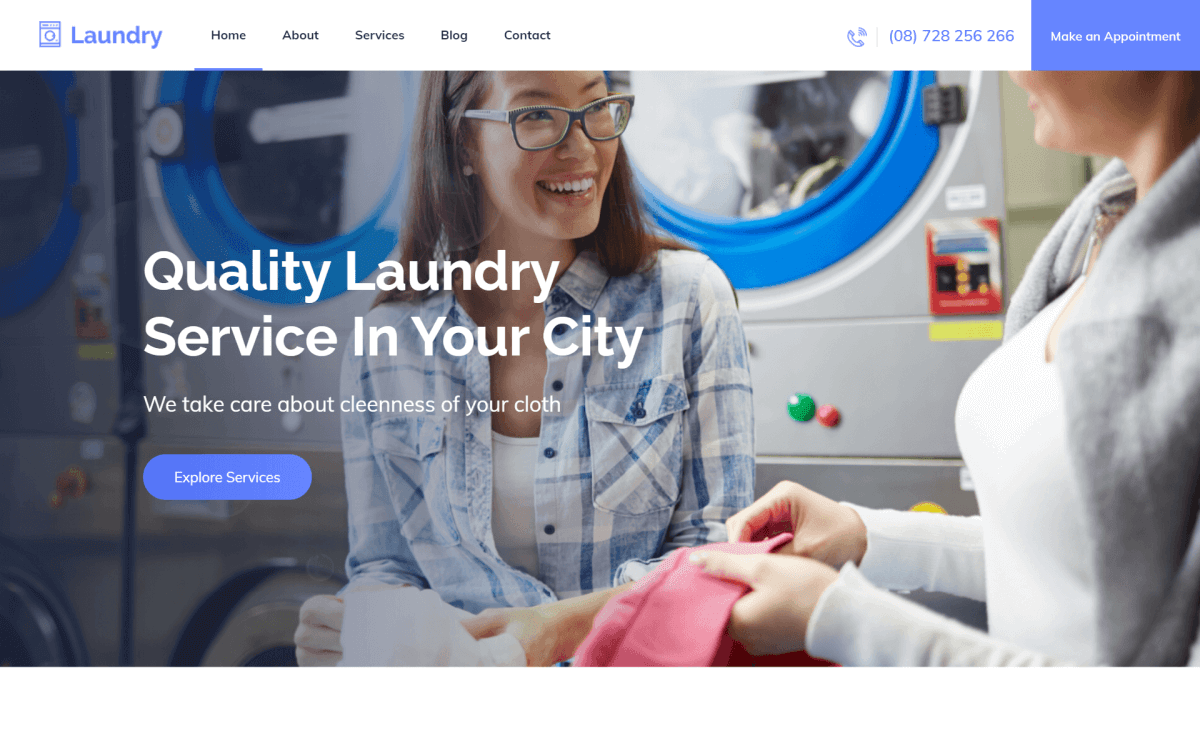 Laundry - Free Bootstrap 4 HTML5 Cleaning Business Website Template
