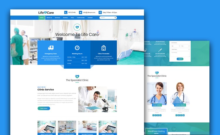 Life Care - Free Medical Website Template With Gradients and Parallax Background
