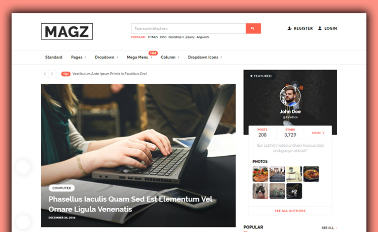 Magz - Bootstrap-powered HTML5 Free Responsive Magazine Template