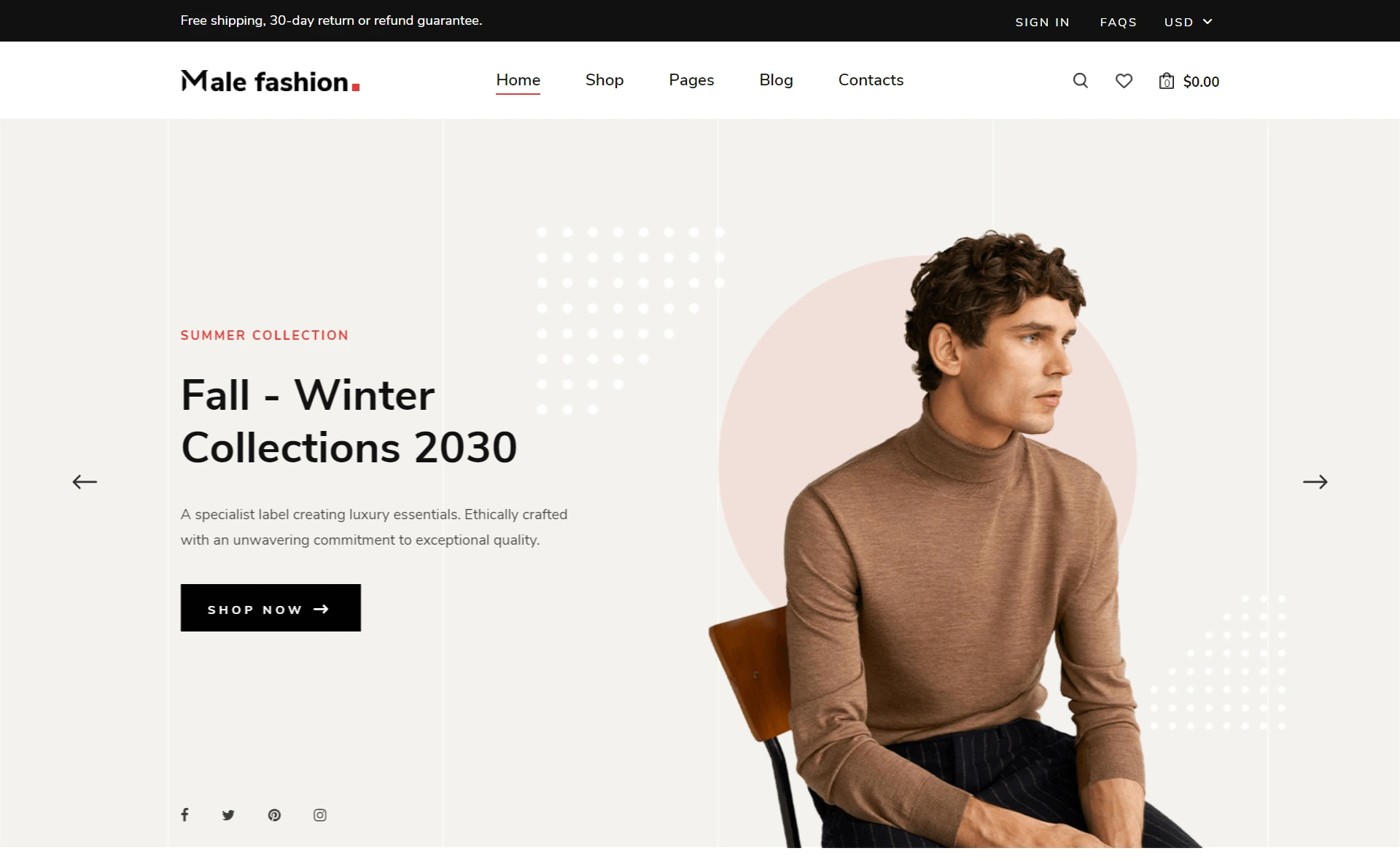 MaleFashion - Free Bootstrap 4 HTML5 eCommerce Website Template