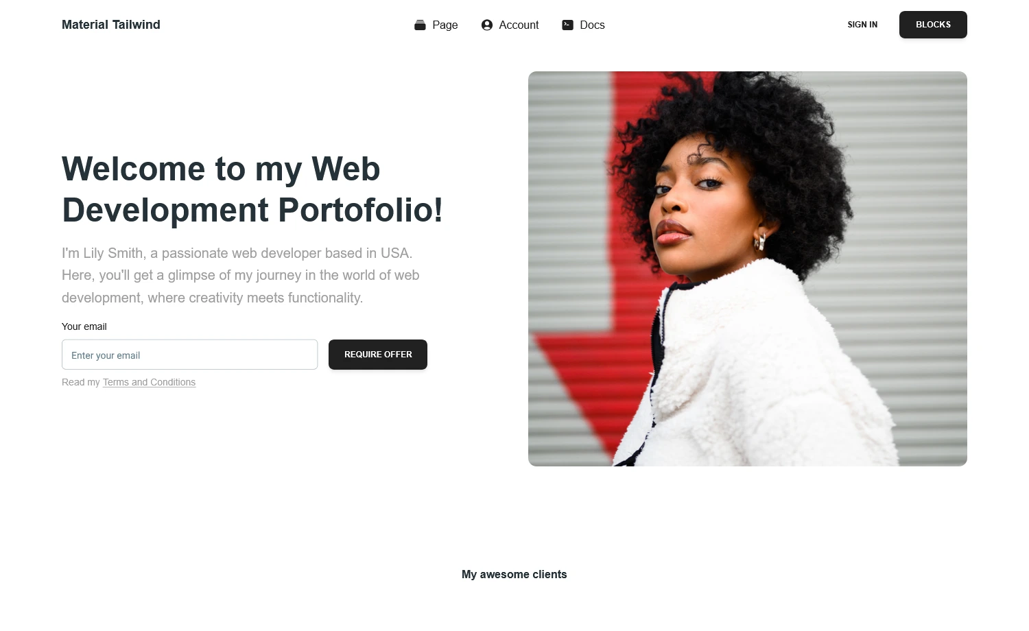 Material – Free Tailwind CSS App Presentation Page Template
