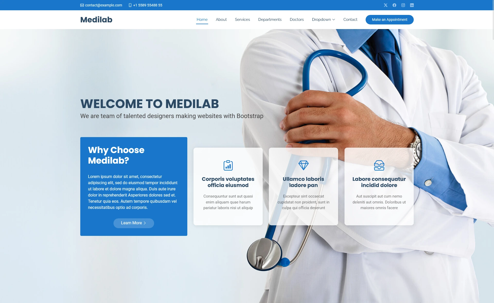 MediLab - Free Responsive Bootstrap 5 Medical Website Template