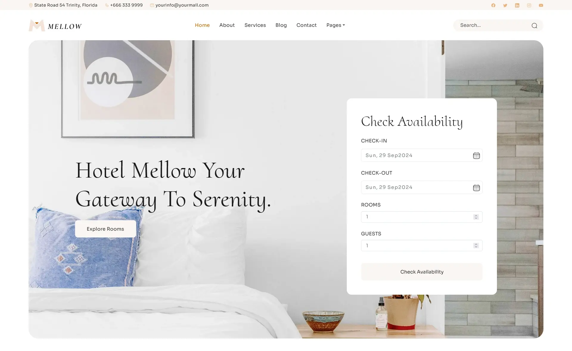 Mellow - Free Bootstrap 5 Hotel Management Website Template