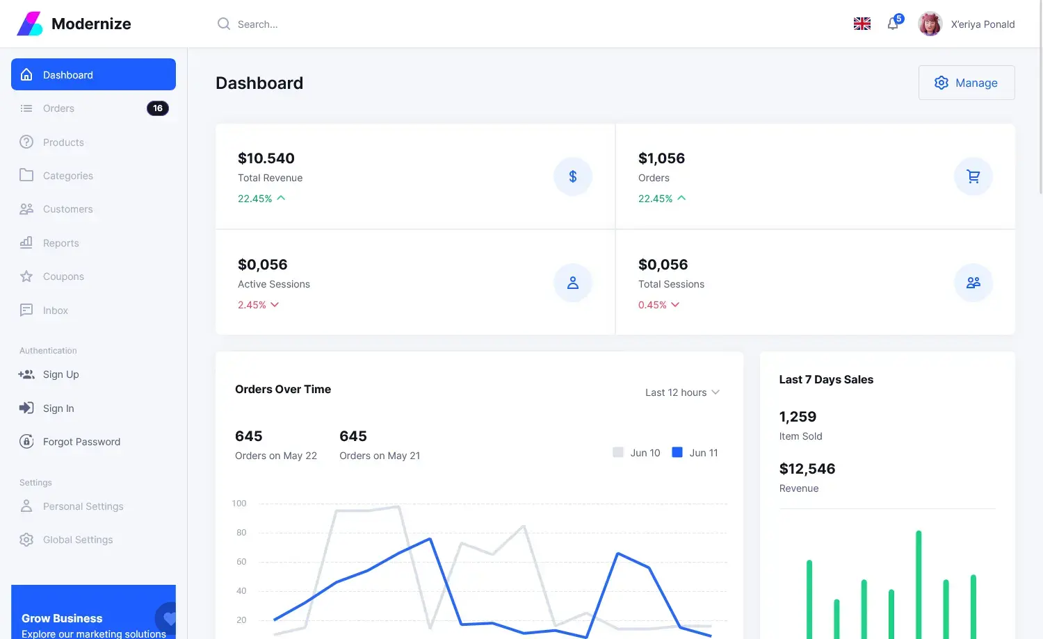 Modernize - Free Material UI Admin Dashboard Template