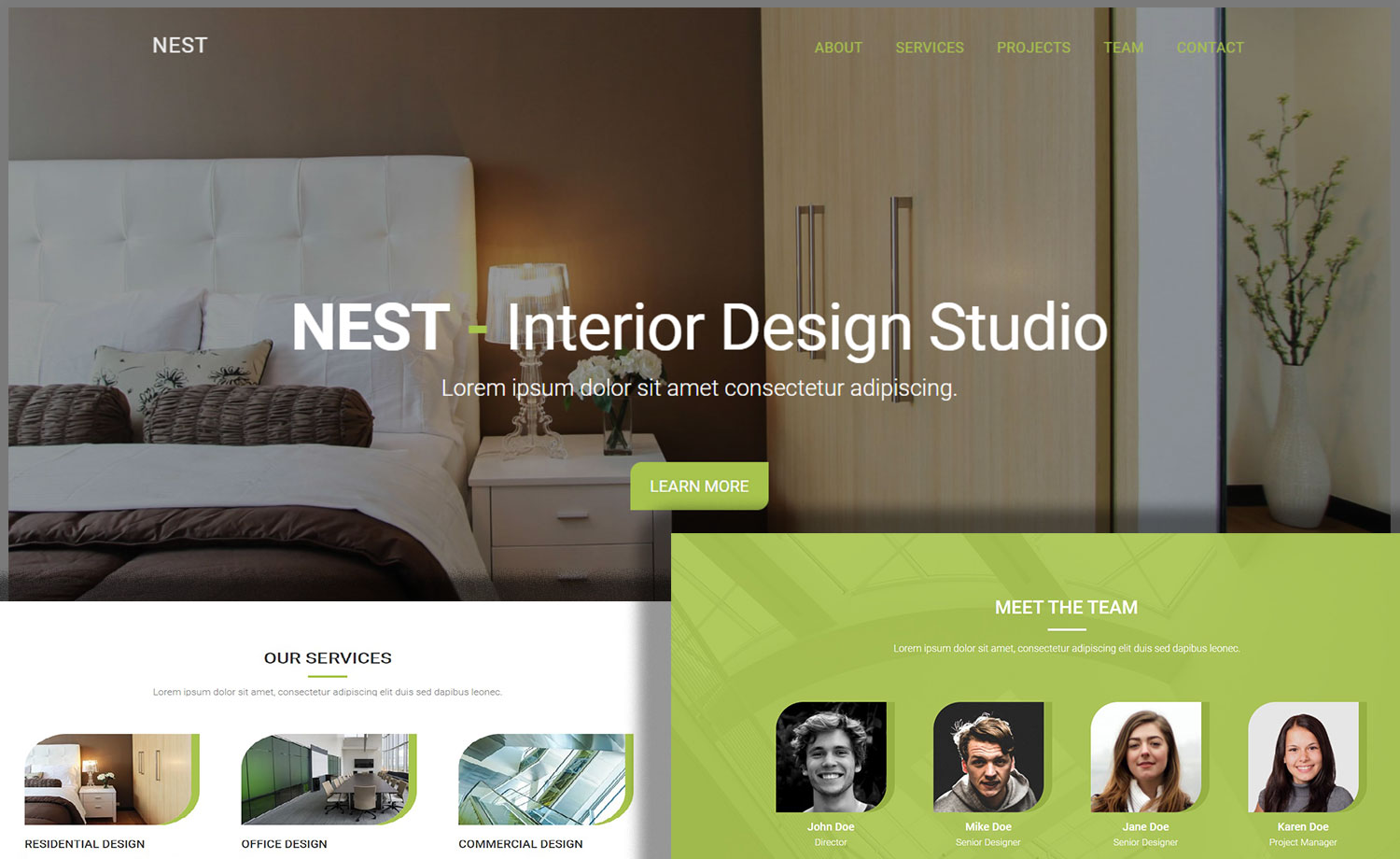 Nest - Free Interior Design Website Template with Working Contact Form