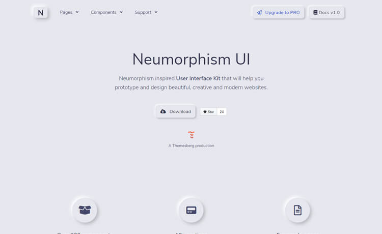Neumorphism UI - Free Bootstrap 4 HTML5 UI Kit Website Template