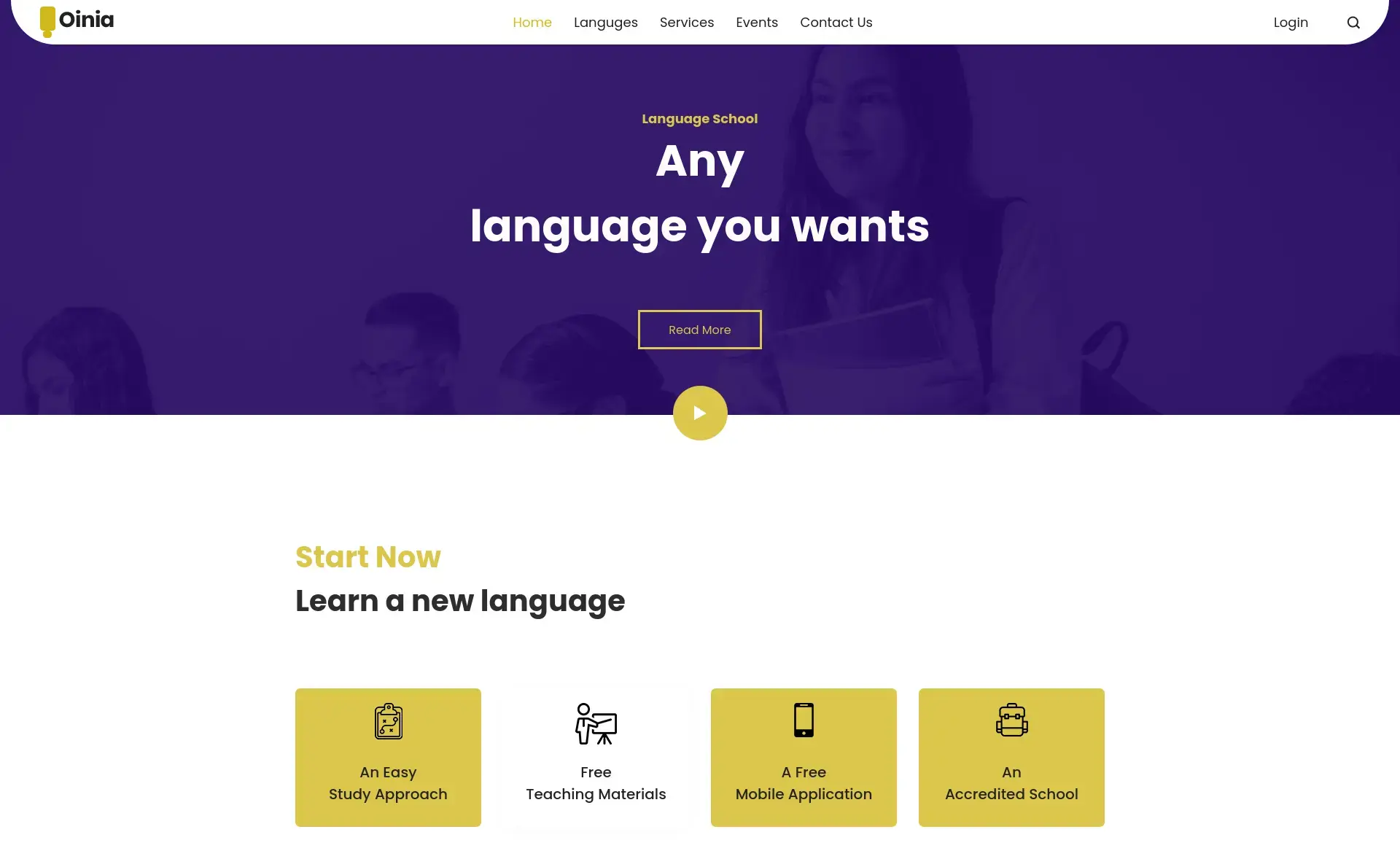 Oinia - Free Bootstrap 4 Educational Website Template
