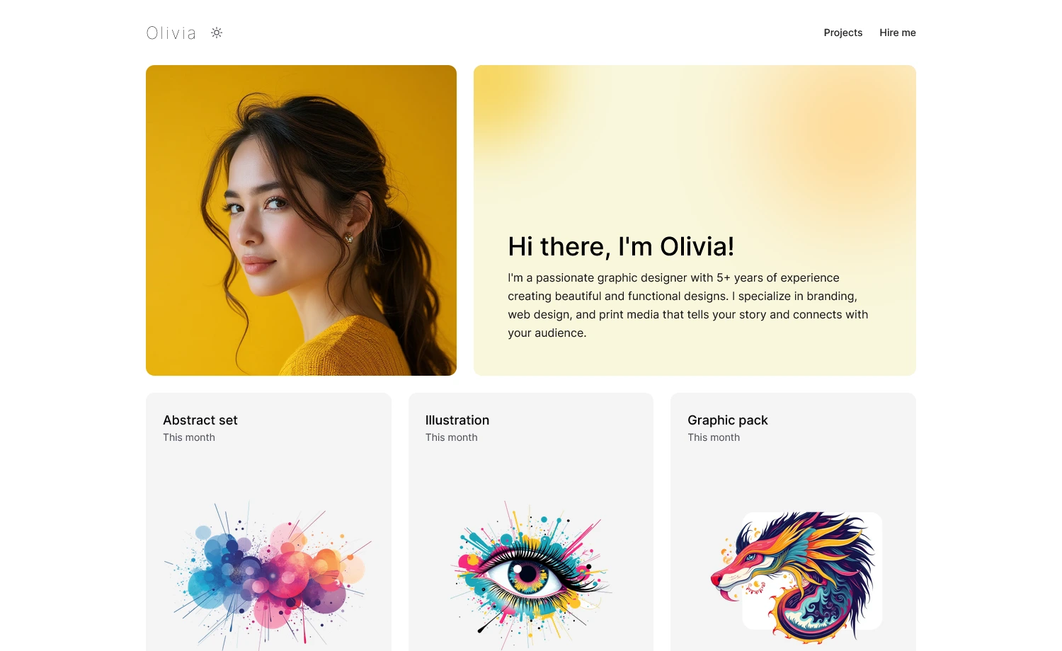 Olivia - Free One-Page Tailwind CSS Portfolio Website Template