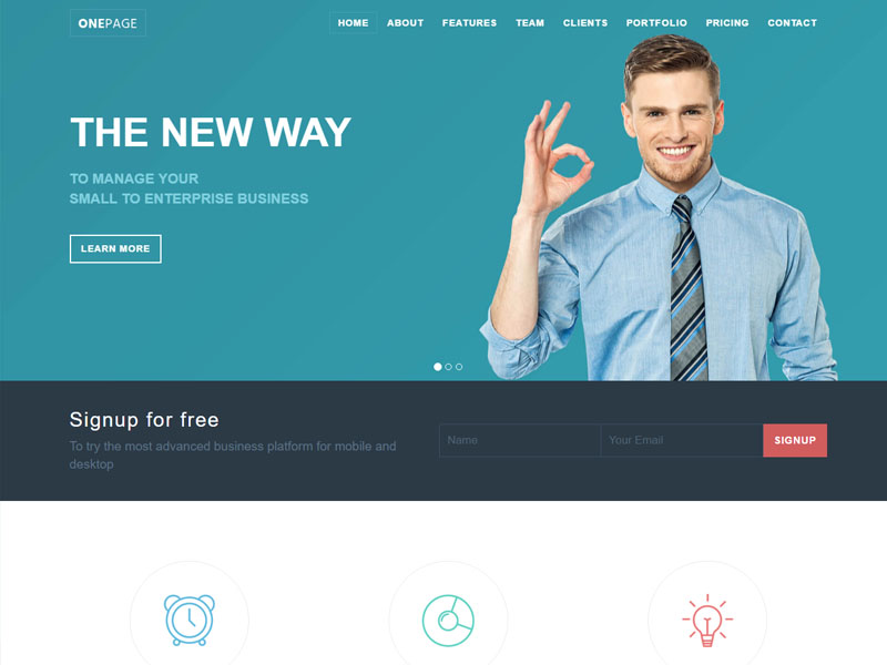 OnePage Lite - Perfect One Page Responsive Bootstrap Template Free Download