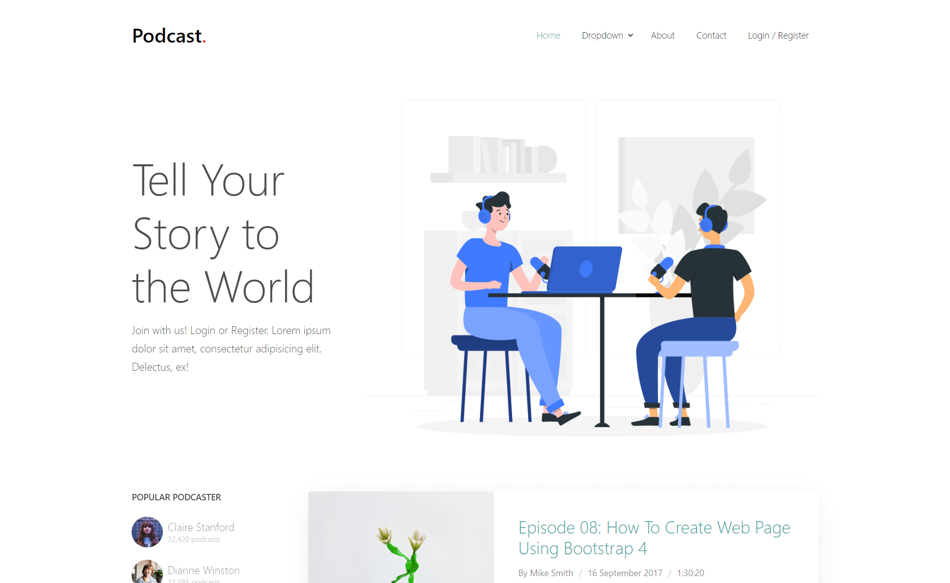 Podcast - Free Bootstrap 4 HTML5 Responsive Musical Website Template