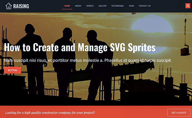 Raising - Free HTML5 Bootstrap One Page Construction Agency Template