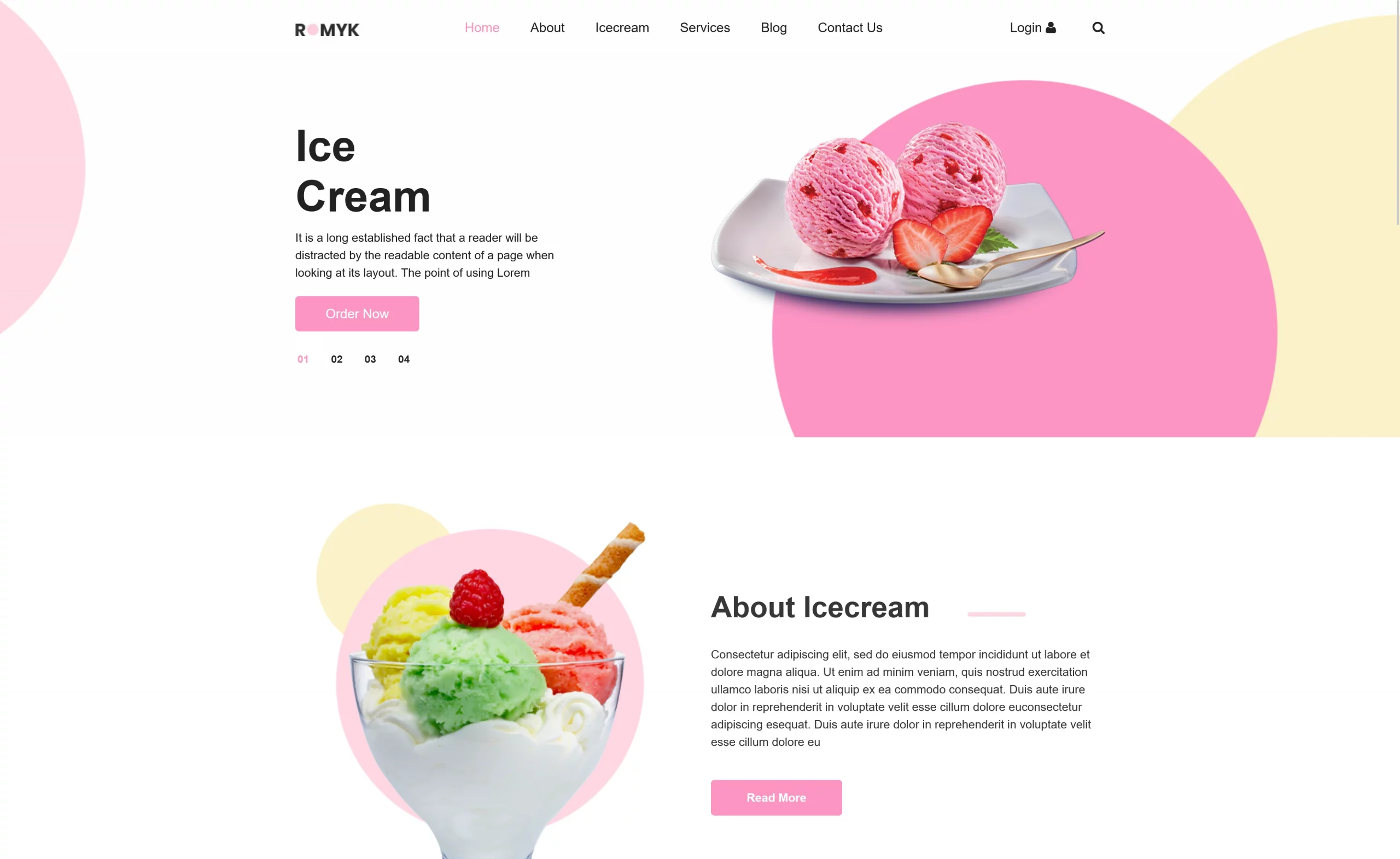 Romyk - Free Bootstrap 4 Ice Cream Parlor Website Template
