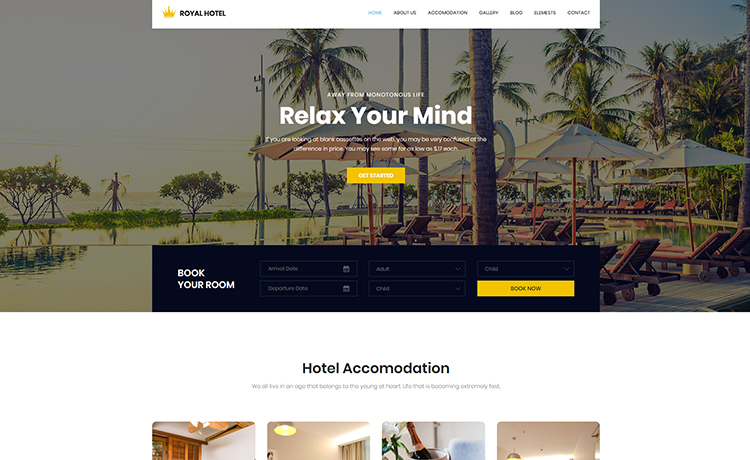 Royal - Free Bootstrap Hotel Template with Booking Form