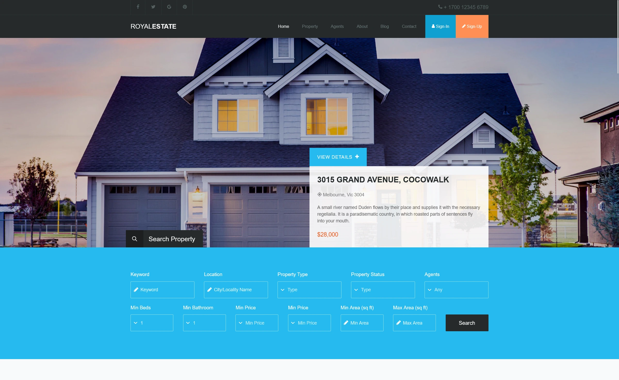 RoyalEstate - Free Bootstrap 4 HTML5 real estate website template