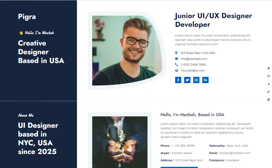 Pigra - Free Responsive Bootstrap 5 Portfolio Website Template