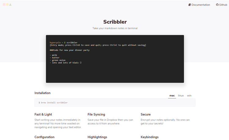 Scribbler - Free HTML5 Online Documentation Template for Apps, Themes, and Software