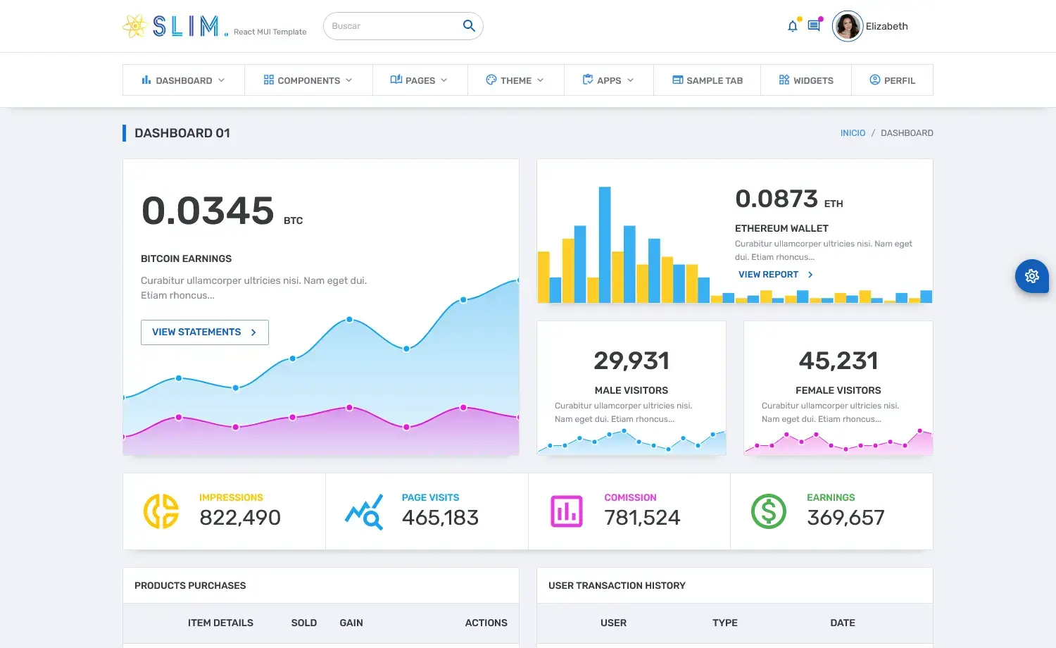 Slim - Free Material UI Admin Dashboard Template React