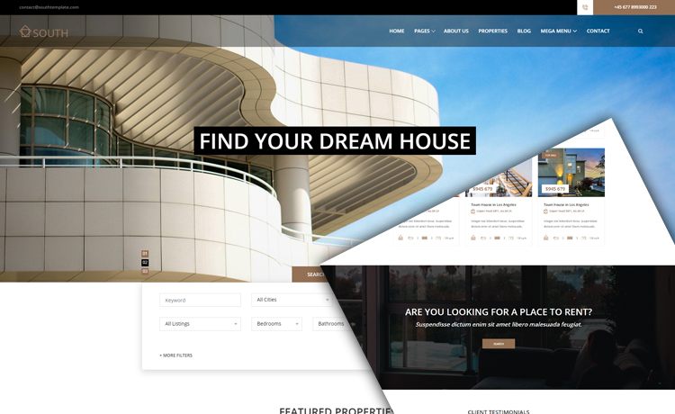 South - Beautifully Crafted Free Real Estate Website Template