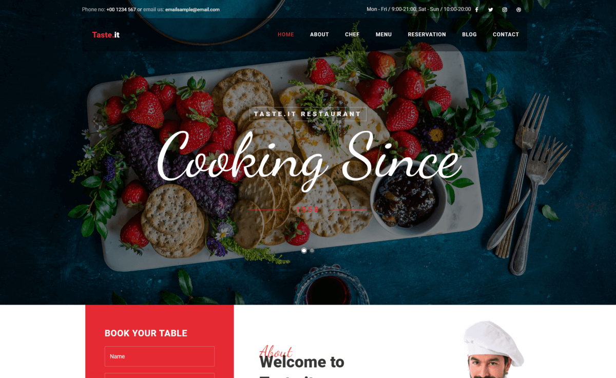 TasteIt - Free Responsive Bootstrap 4 HTML5 Restaurant Website Template