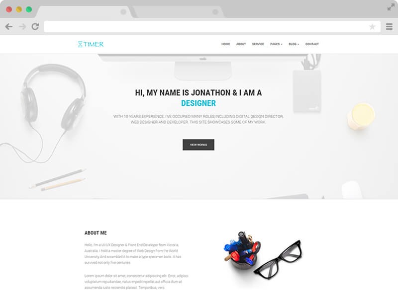 Timer - Free Responsive Multi Page Personal Bootstrap Template