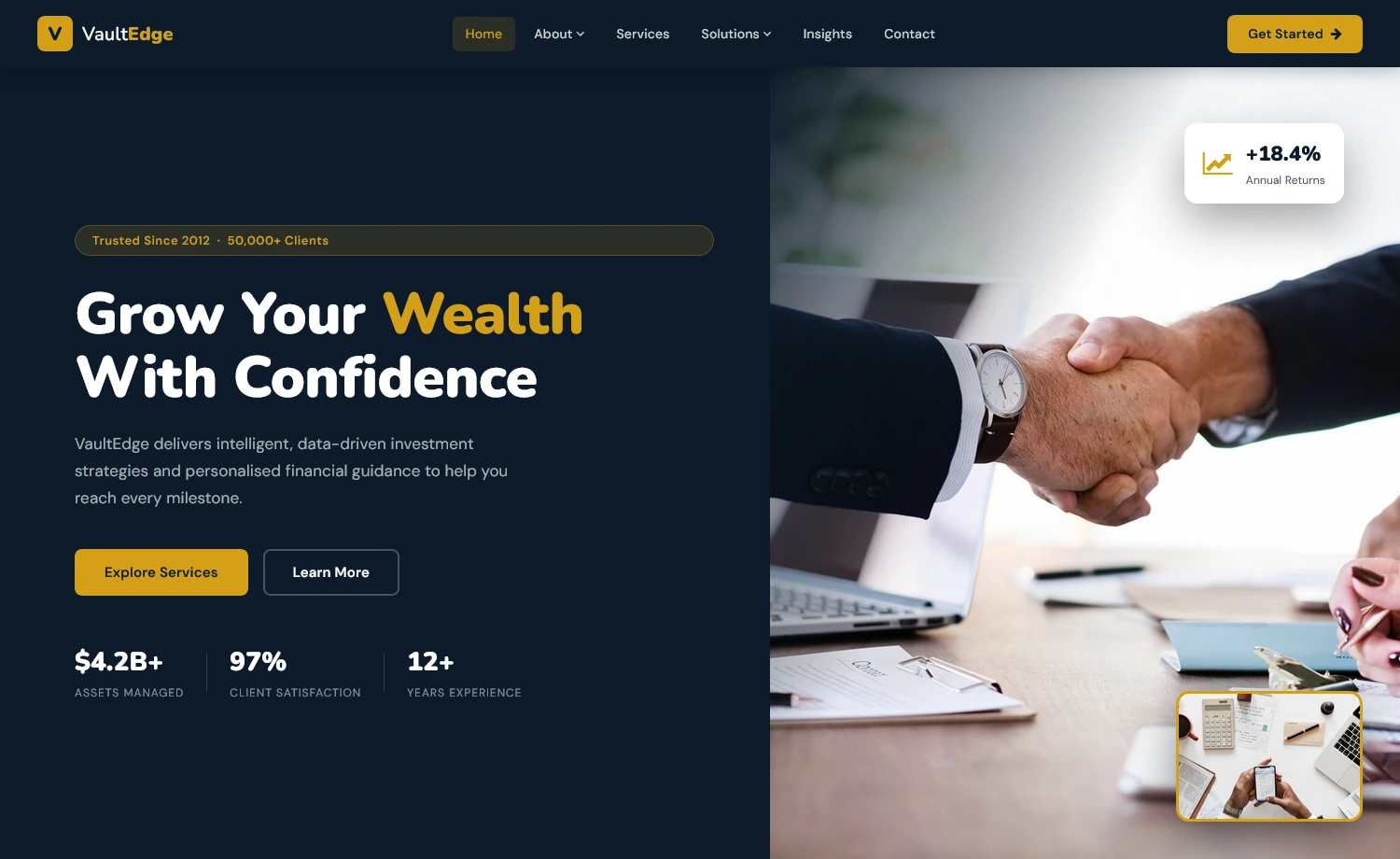 VaultEdge - Free Responsive HTML5 Finance & Loan Services Website Template