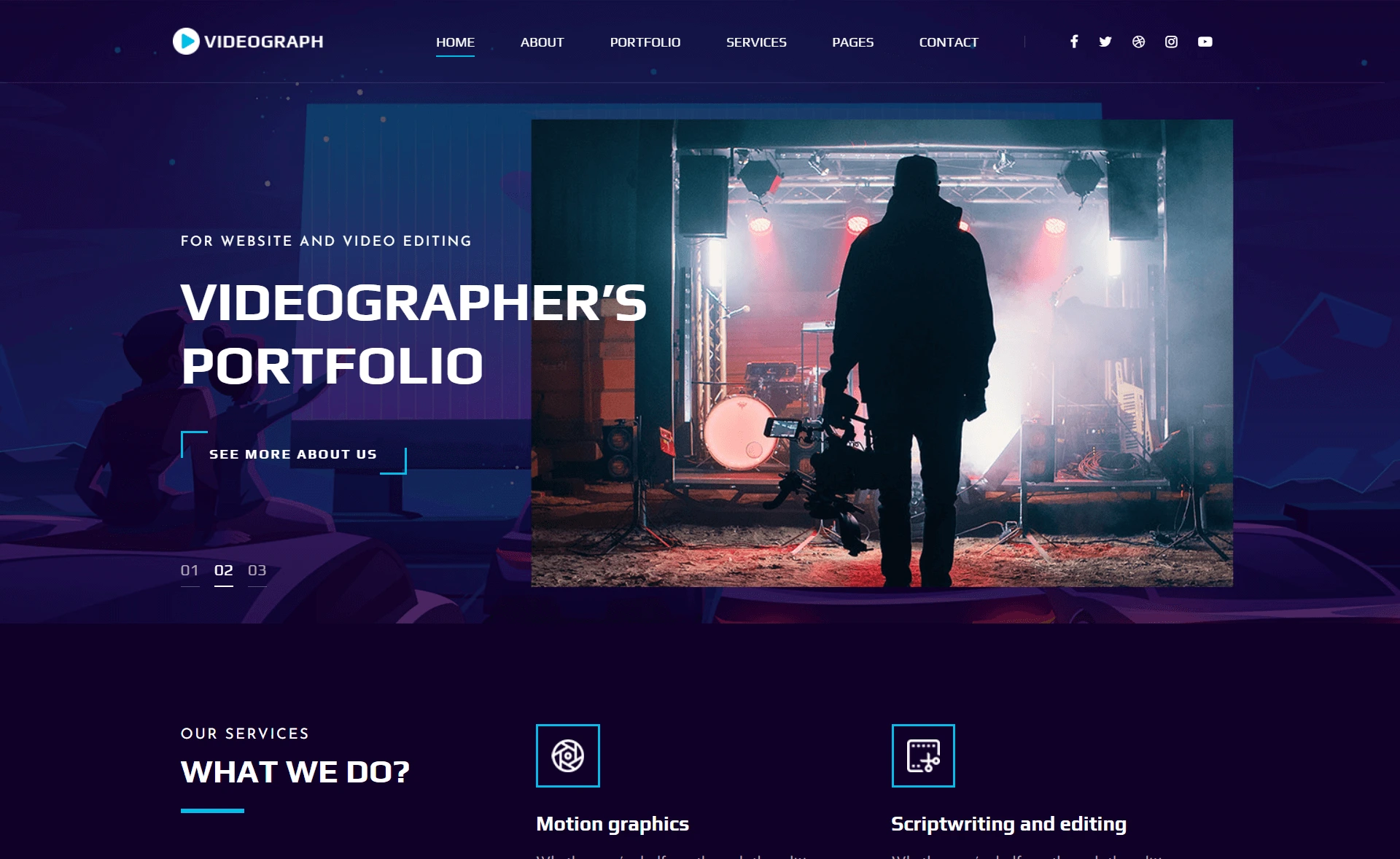 Videograph - Free Bootstrap 4 HTML5 Portfolio Website Template